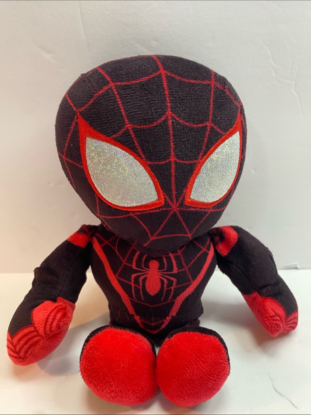 Import Dragons Plush Black and Red Spiderman Plush Stuffed Doll Silver Eyes Toy